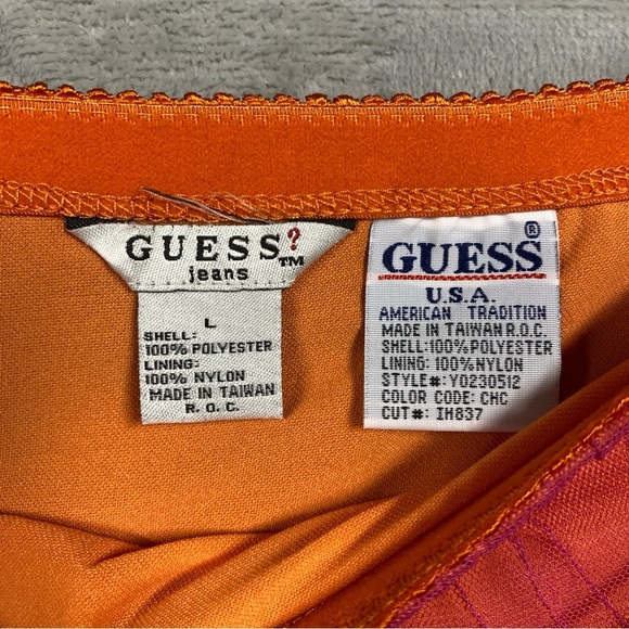 Vintage Guess Y2K Crinkle Mesh Overlay Midi Skirt Fairy Lettuce Hem Size L - Picture 5 of 6